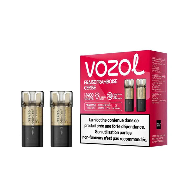 Vozol - Cartouches Fraise Framboise Cerise - Switch Pro