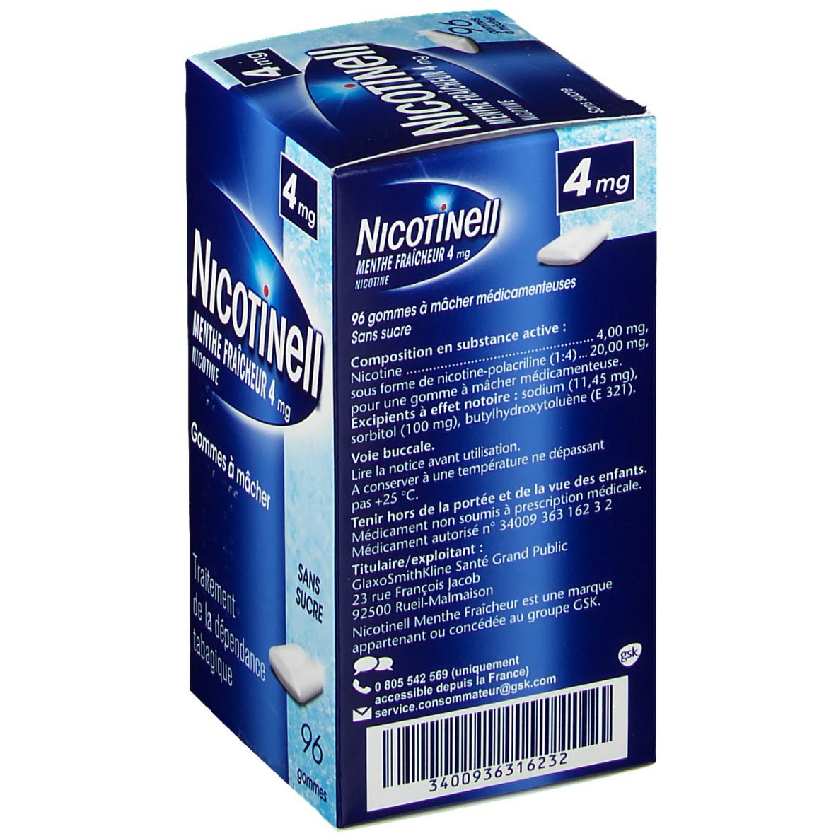 Nicotinell Menthe Fraîche - 4mg x96 gommes