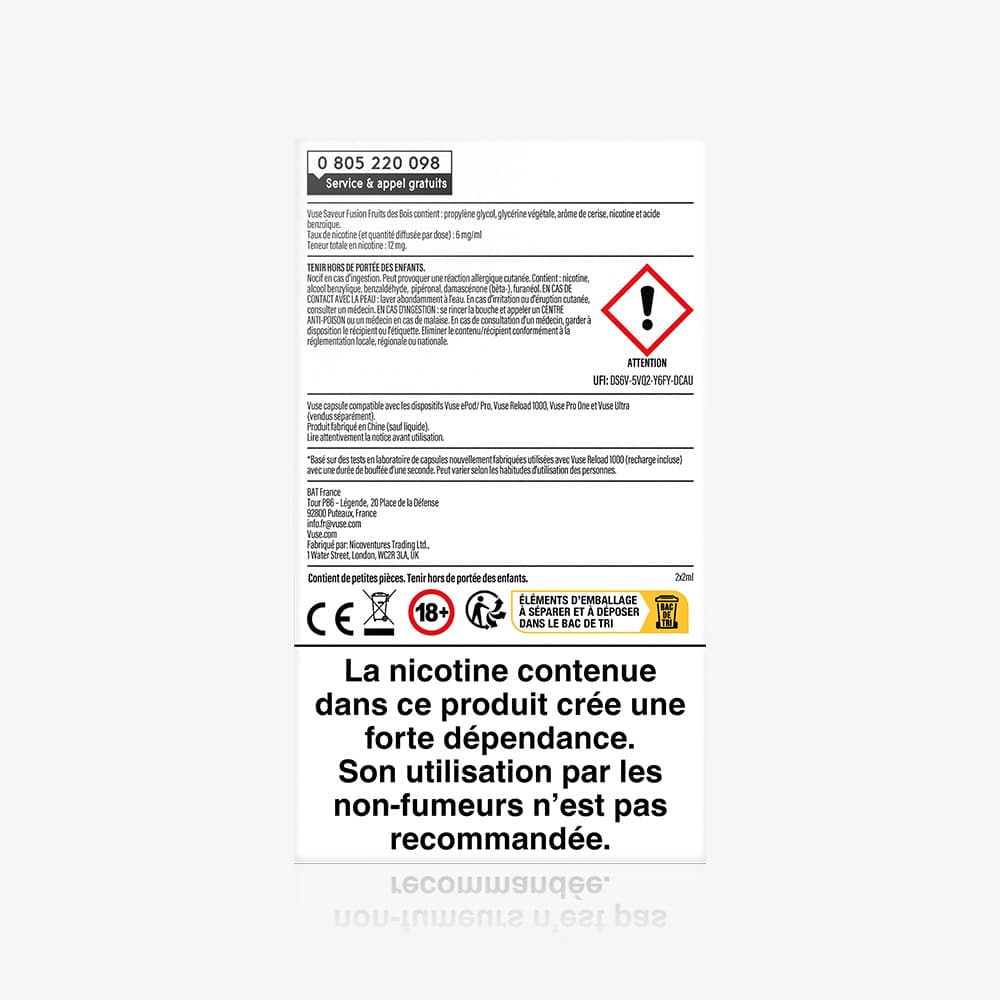Recharges Vuse Fusion Fruits des Bois - intense