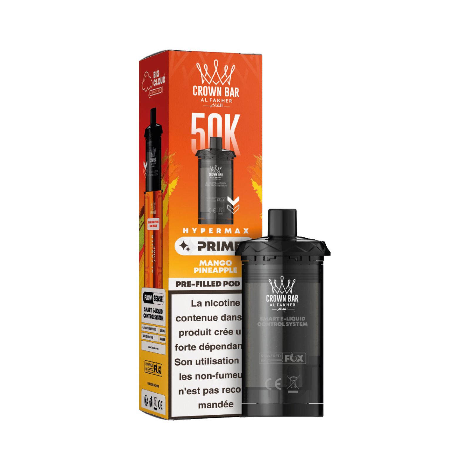Cartouches Hyper Max Prime 50K Crown Bar Mango Pineapple Al Fakher