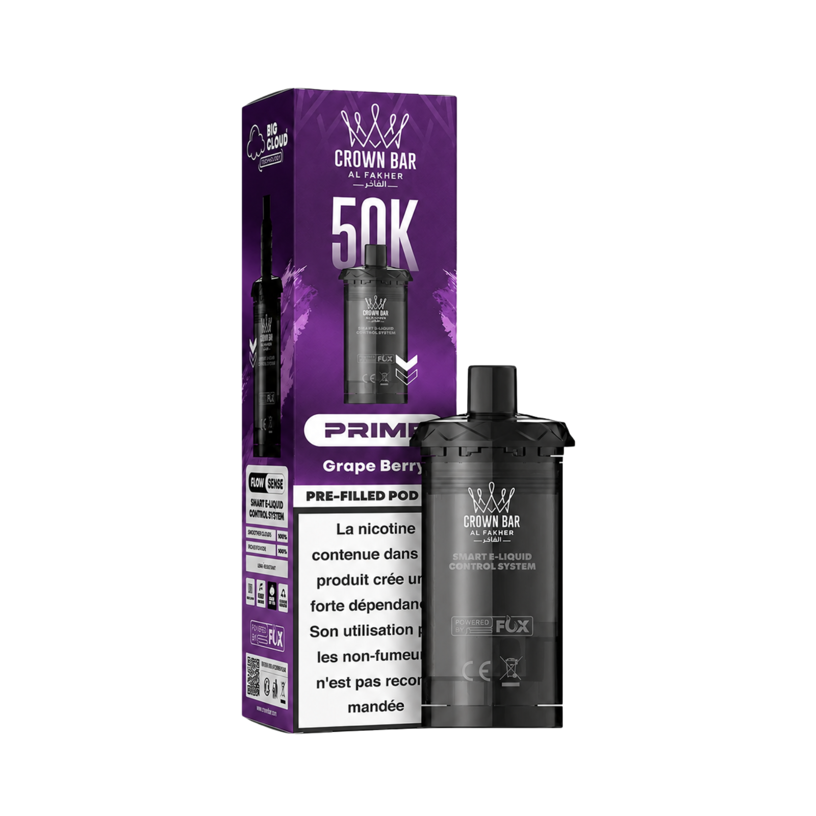 Cartouches Hyper Max Prime 50K Crown Bar Grape Berry Al Fakher