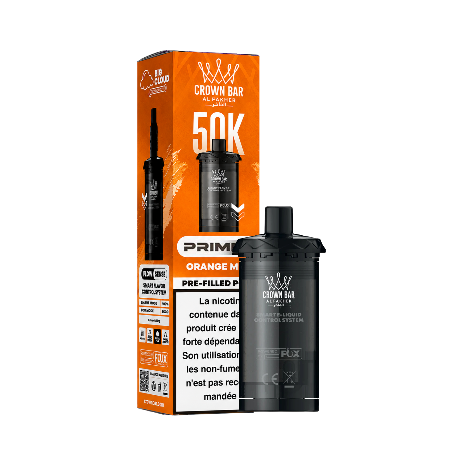Cartouches Hyper Max Prime 50K Crown Bar Orange Mint Al Fakher
