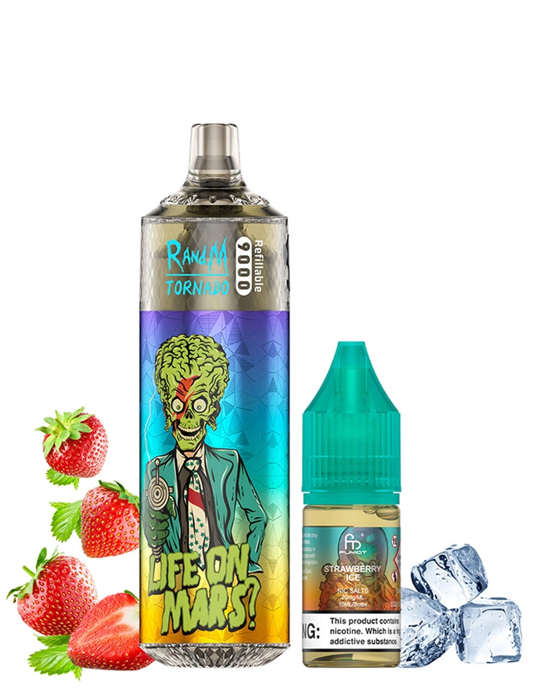 Puff 9k RandM Tornado rechargeable - Strawberry Ice