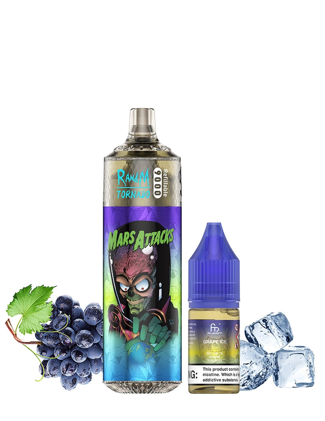 Puff 9k RandM Tornado rechargeable - Grape Ice